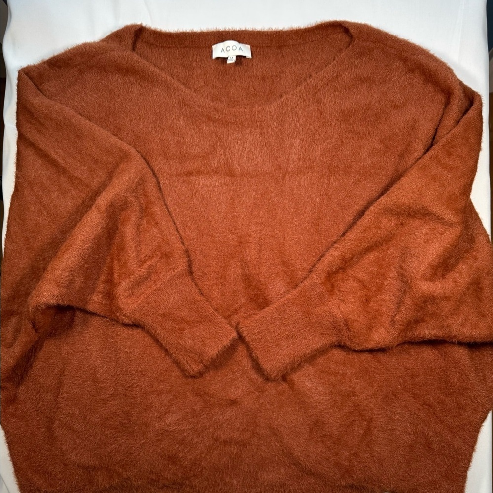 ACOA Women's Cozy Rust Sweater with butterfly sleeves Free people vibes